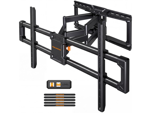 Large Full Motion TV Wall Mount for 55120 inch TVs up to 220 lbs 20% thicker heavy-duty steel, pre-assembled tv mount, tool-free tilt, swivel,...