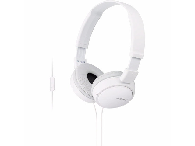 ZX Series Wired On-Ear Headphones with Mic, White MDR-ZX110AP