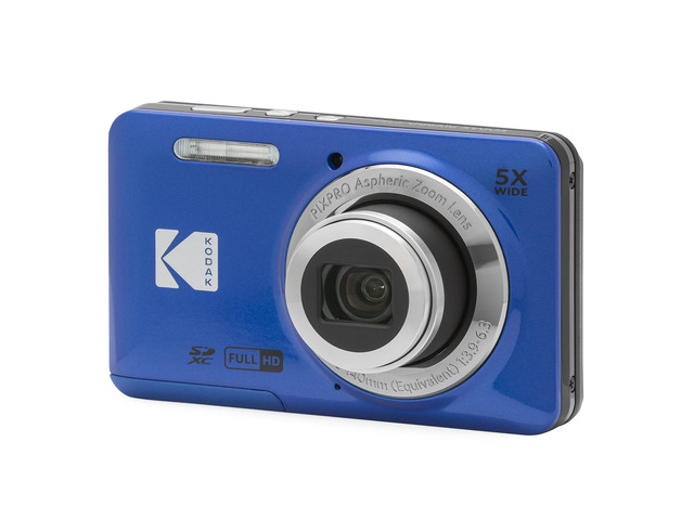 PIXPRO FZ55 16MP Compact Digital Camera, 5X Optical Zoom, Blue 1080p Full HD Video, 28mm Wide Angle Lens, 2.7 Inch LCD, Point and Shoot, Vlogging...