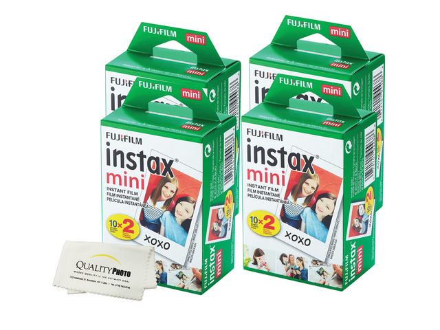 Instax Mini Film for All Mini Cameras + Quality Photo Cloth, 80 Sheets