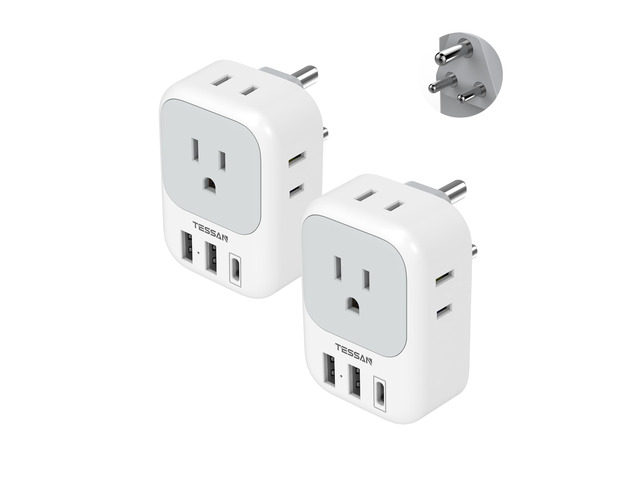India Plug Adapter 2 Pack, Type D Travel Adapter