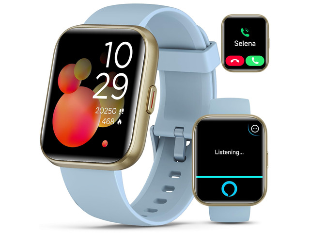 Smart Watches for Men Women, Compatible with iPhone & Android Sky Blue Fitness Tracker Smartatch with Alexa, Call & Notification Alerts, Tracks...
