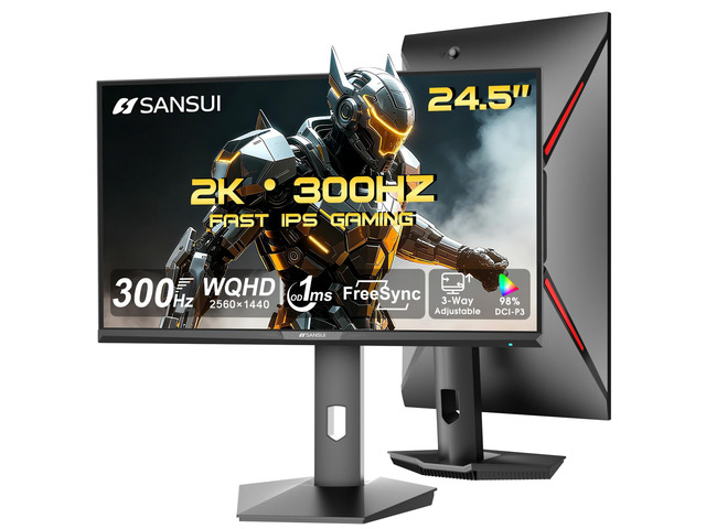 24.5 Inch Gaming Monitor QHD 1440P 300Hz 240Hz, 1ms Fast IPS Computer Monitor, 2× HDMI 2.1 Up to 300Hz, 2× DP 1.4 Up to 300Hz, 130% sRGB Eye Care...