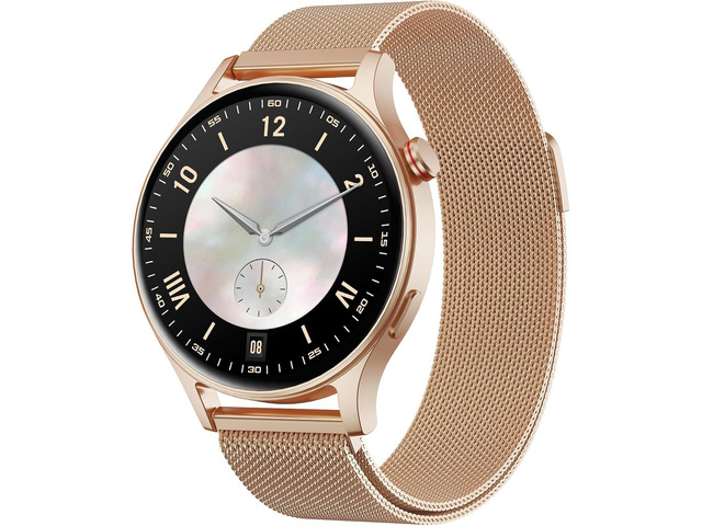 Smart Watch for Women, Compatible with Android Phones iPhone (Bronze) Stainless Steel Band & Bezel, AMOLED Display, Touchscreen, Make/Answer Calls,...