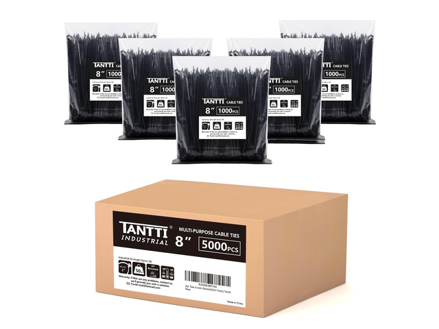 Zip Ties 8 inch Black Zip Ties 5000 Pack(5×1000), Wire ties with 50lb Tensile Strength, UV Resistant Cable Ties, Self-locking Plastic Ties for...