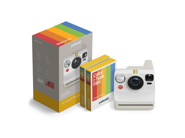 Now 3rd Generation I-Type Instant Camera + Film Bundle - Now Pebble White Camera + 16 Color Photos (6561)