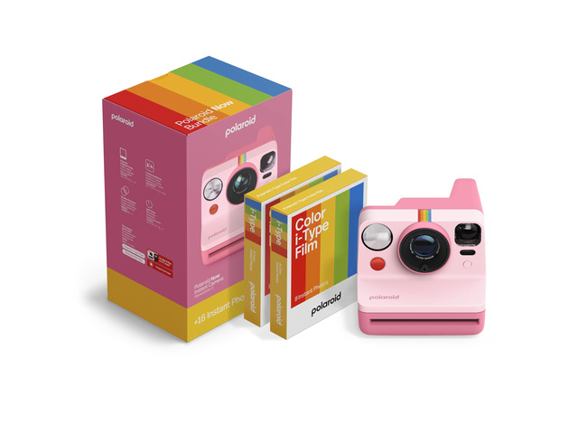 Now 3rd Generation I-Type Instant Camera + Film Bundle - Now Pink Camera + 16 Color Photos (6669)