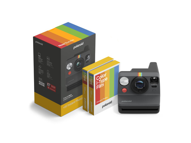 Now 3rd Generation I-Type Instant Camera + Film Bundle - Now Black Camera + 16 Color Photos (6560)