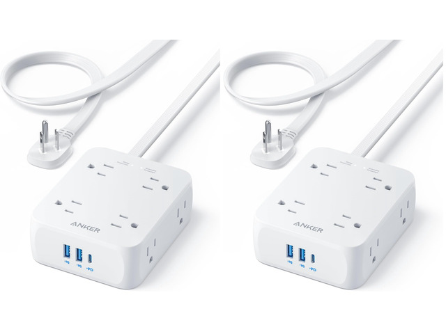 Power Strip with 2000J Surge Protector, 10ft Outlet Extender, 20W 8AC (Pack of 2)