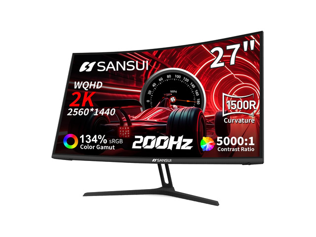 27 Inch WQHD 2560X1440 Curved Gaming Monitor 200Hz MPRT 1ms Computer Monitor,HDMI2.0 * 2, DP1.4 * 2,Freesync,Curved 1500R,5000:1 Contrast...