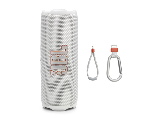 Flip 7 Portable Bluetooth Speaker, Waterproof and Drop-Proof - White Up To 16 Hours Playtime, IP68 Dustproof Build, Clip-On Loop, USB C Lossless...