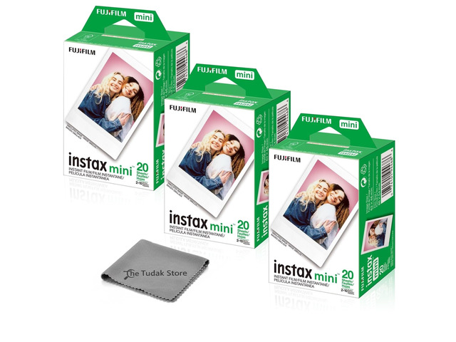 Instax Mini Instant Film, 60 Sheets White Daylight ISO 800 for Instax Mini 13, 12, 11, 41 Cameras Bundeld with The Tudak Store Microfiber Cleaning...