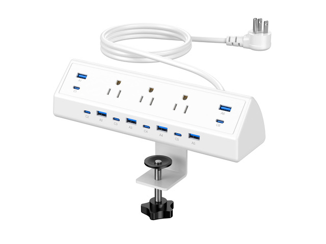 130W Desk Clamp Power Strip, 12 USB Ports (6 PD 65W USB-C),Surge Protector,ETL Listed Power Hub Extension Cord,Fast Charging Station for Home...