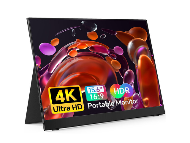 True 4K Portable Monitor - 15.6inch UHD 3840×2160 100% sRGB USB-C HDMI External Second Monitor Portable IPS Screen Computer Display with Speakers...