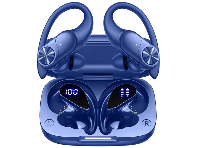 Bluetooth Headphones Wireless Earbuds 80hrs Playtime Wireless Charging Case Digital Display Sports Ear Buds with Earhook Deep Bass IPX7 Waterproof...