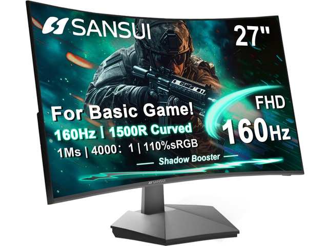 27 Inch Curved 160Hz Gaming Monitor 144Hz FHD 1080P Computer Monitor 27 1500R Curved PC Monitor, FPS/RTS, MPRT 1Ms, FreeSync, HDR, 4000:1, 110%...