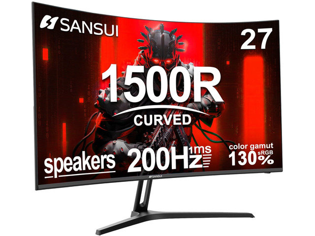 27 Inch Curved Gaming Monitor 200Hz 1ms with Speakers FHD 1080P Computer Monitor FreeSync 1500R 130% sRGB HDR Low Blue Light HDMI DP Ports VESA...