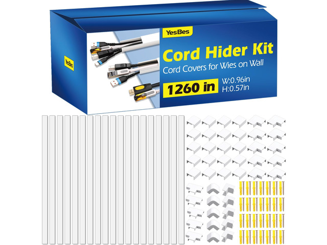 1260in Cord Hider Kit, Cord Covers for Wires on Wall, Paintable Cable Raceway, Cord Hider for Wall Mount tv, tv Cable Hider Wall kit, Wire Covers...