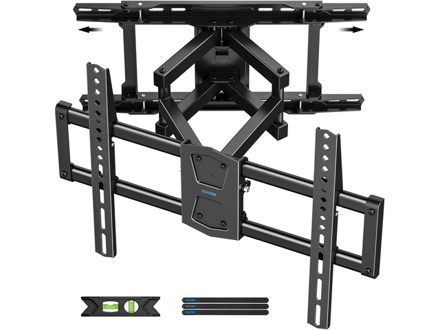 Full Motion TV Wall Mount 24 inch Stud for 65 70 75 85 86 Inch TVs Fit 42-86' TV, Holds 110lbs, Swivel +/-45°, Tilt +5°/-15°, Level +/-4°, 16.79...