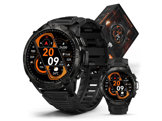 Blaze Rugged Smart Watch for Men, Fitness Tracker, GPS, Round MIL-STD-810H tested alloy steel, IP69K waterproof, Bluetooth calling, AMOLED Gorilla...