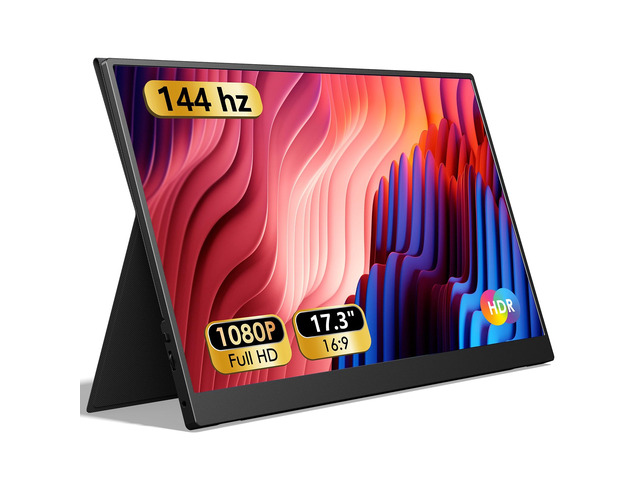 17.3' Portable Monitor 1080P FHD 144Hz Narrow Edge Laptop Monitor USB C HDMI Gaming Computer IPS HDR Screen, Travel Monitor for PC Mac Phone Xbox...