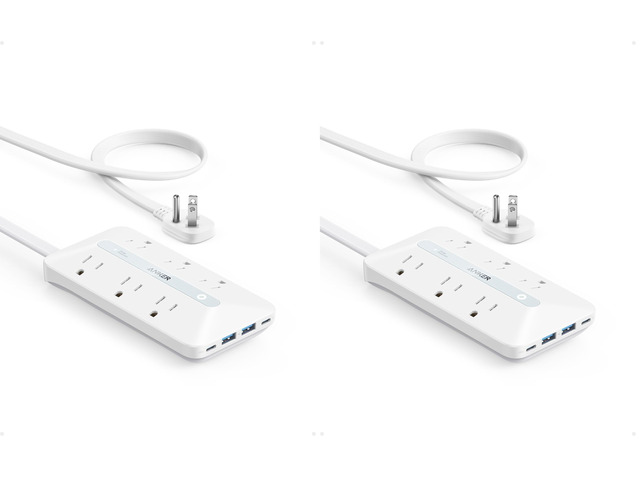 Flat Plug Power Strip(300J), 20W USB-C, 10-in-1 Ultra Thin Power Strip with 6 AC, 2 USB-A/2 USB-C,10feet Extension Cord, Desk Charging Station,Home...
