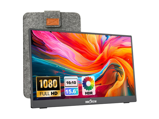 15.6'' Portable Monitor for Laptop FHD 1080P USB-C Travel Monitors Built-in 90° Adjustable Stand Without Bag, HDR IPS Portable Laptop Monitor for...