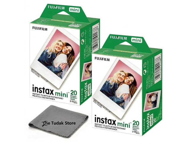 Instax Mini Instant Film, 40 Sheets White Daylight ISO 800 for Instax Mini 13, 12, 11, 41 Cameras Bundeld with The Tudak Store Microfiber Cleaning...