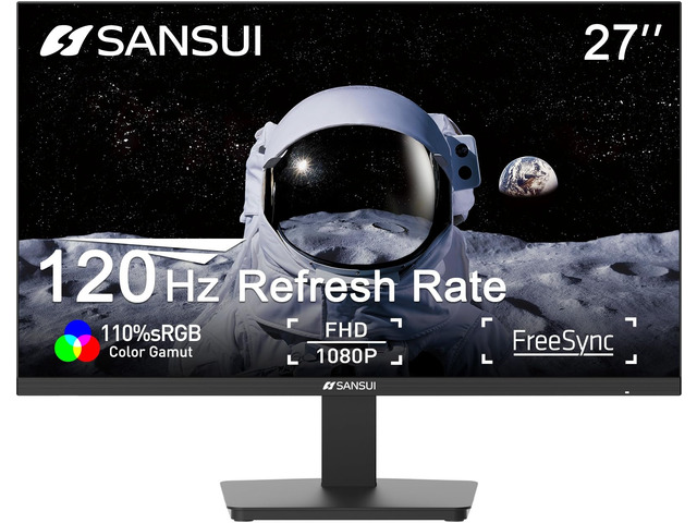 27 Inch Monitor,120Hz Computer Monitor Full HD 1920 x 1080P with HDMI DP Ports, 40001 Contrast, 110% sRGB, Eye Care, Frameless, 100 x 100mm VESA...
