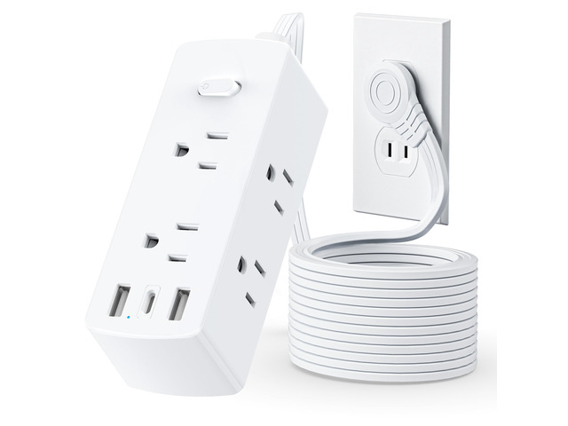2 Prong Flat Plug Power Strip, 2 Prong to 3 Prong Outlet Adapter, 5 FT Flat Extension Cord with 6 Outlets 3 USB Ports(1 USB C), US to Japan Plug...