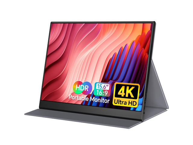Portable Monitor 15.6 Inch 4K 60Hz 100% sRGB Ultra-Slim Travel Monitor with Dual Speakers USB-C HDMI Second Screen for Laptop PC Mac Phone Xbox...