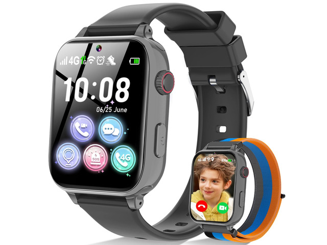 4G Kids Smart Watch Phone GPS, Smartwatch for Boys Girls Ages 4-12 Years with Video Call Chat Class Mode SOS Camera Alarm Games Parental App Watch...