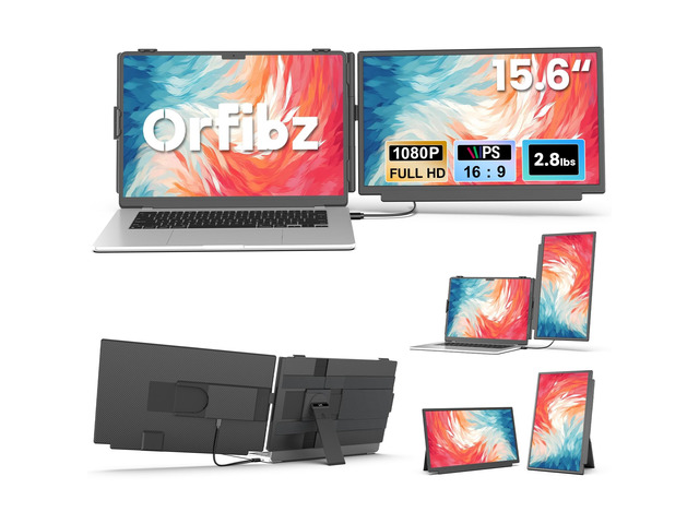 15.6' Laptop Screen Extender, 1080P FHD Detachable Monitor Extender One Cable Plug & Play, Portable Travel Monitor for 14'-17.3' Laptop, 4 Modes,...