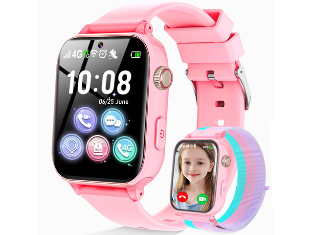 4G Kids Smart Watch Phone GPS, Smartwatch for Boys Girls Ages 4-12 Years with Video Call Chat Class Mode SOS Camera Alarm Games Parental App Watch...