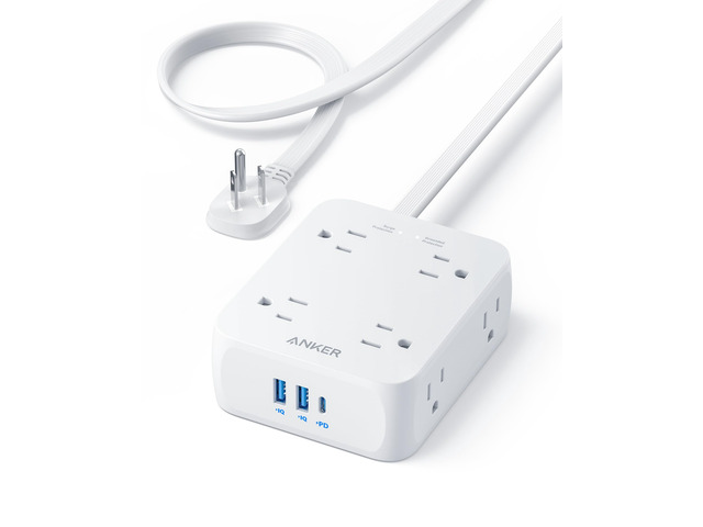 Power Strip with 2000J Surge Protector, 10ft Outlet Extender, 20W 8AC Flat Plug Extension Cord with Multiple Outlets, 1 USB C, 2 USB A, Dorm Room...