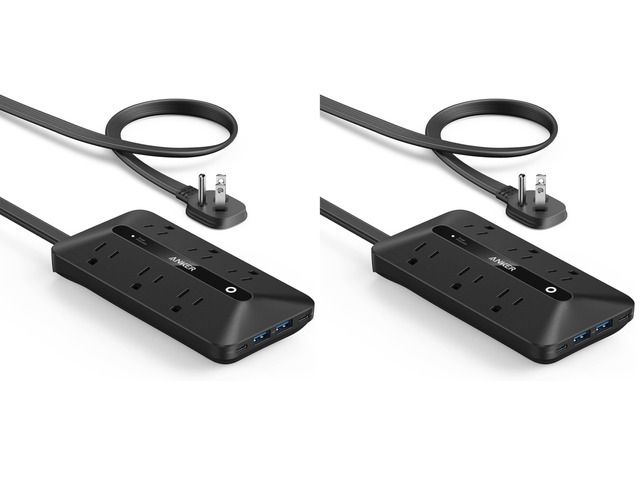 300J Flat Plug 10-in-1 Ultra Thin Power Strip with 6 AC, 2 USB-A & 2 USB-C Ports, Extension Cord, Desk Charging Station for Home, Office, College,...