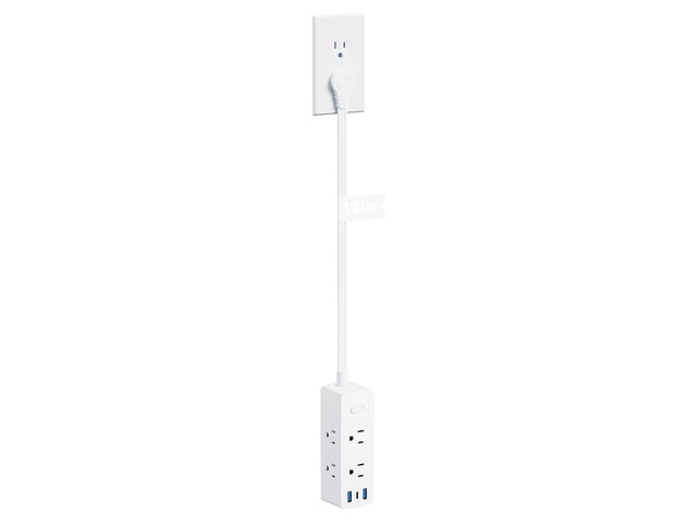 Flat Plug Power Strip with 1 FT Extension Cord, 6 Outlets 3 USB Ports(1 USB C), 3 Sided Outlet Extender for Home Office Travel Dorm Room...