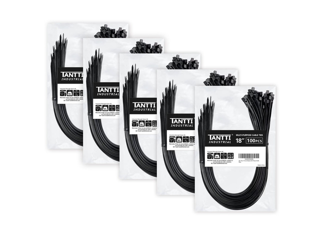 Zip Ties 18 inch (500 Pack), Black, 60lb Tensile Strength, UV Resistant Cable Ties for indoor and outdoor Use, by Supply