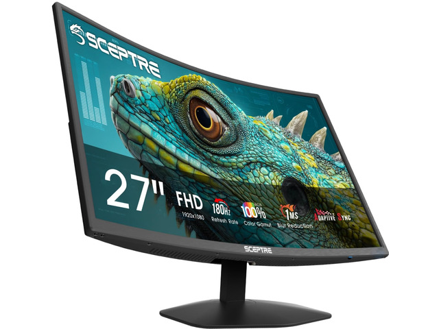 New! Curved 27-inch Prime Gaming Monitor DisplayPort x2 180Hz HDMI x2 180Hz 1500R 1ms Build-in Speakers, Machine Black 2027 (C275B-FW180T Series)