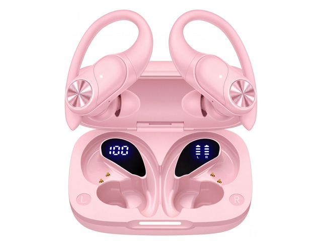 Bluetooth Headphones Wireless Earbuds 80hrs Playtime Wireless Charging Case Digital Display Sports Ear Buds with Earhook Deep Bass IPX7 Waterproof...