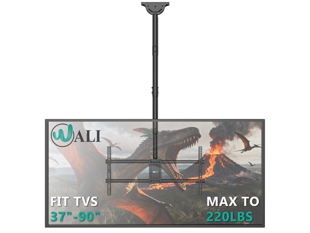 Long Arm Ceiling TV Mount for Most 37-90 inch Large TVs, up to 220 lbs Hanging Pole Ceiling Mount TV Bracket, Full Motion with Height Adjustment,...