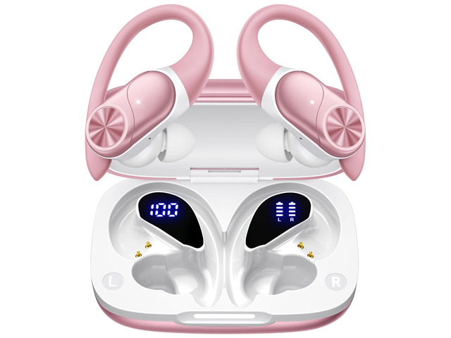 Bluetooth Headphones Wireless Earbuds 80hrs Playtime Wireless Charging Case Digital Display Sport Ear Buds with Earhook Deep Bass IPX7 Waterproof...
