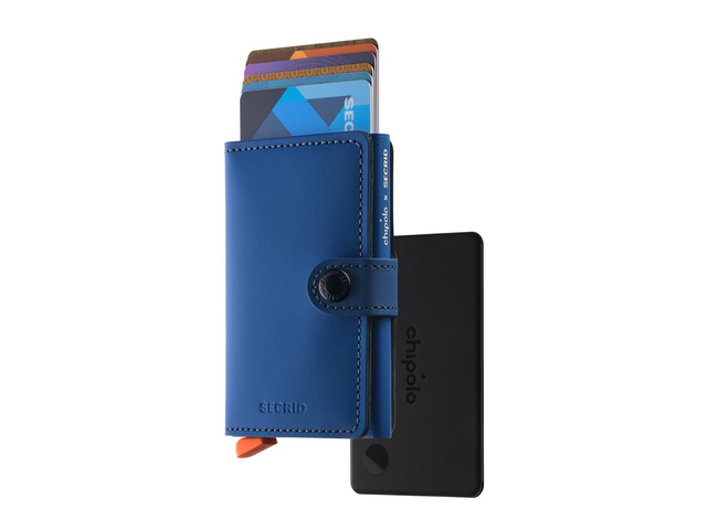 x Secrid Trackable Mini Wallet, Leather Slim Wallet (Blue) With Rechargeable Bluetooth Tracker CARD, Works with Apple Find My or Google's Find Hub...