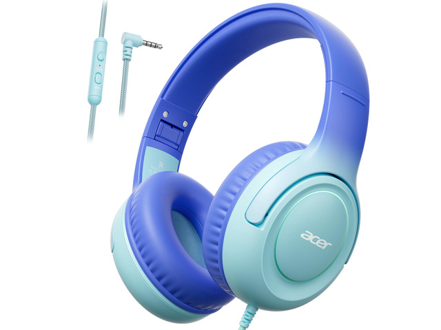 Kids Headphones for School, 85-94dB Limiter, 3.5mm Jack, w/Mic HK03 Foldable Wired Over Ear Headphones, for Toddler School/Travel/iPad/Tablet,...