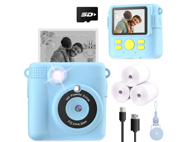 Kids Camera Instant Print, Christmas Birthday Gifts for Kids Age 3-12, Selfie Digital Camera with 1080P Videos,Toddler Portable Travel Toy for 4 5...