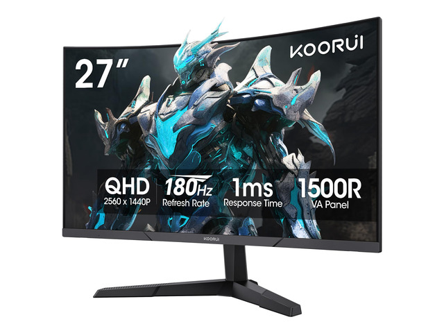 27 Inch Curved Gaming Monitor QHD 180Hz, 1ms 1500R VA Display 2560×1440p Monitor, Adaptive Sync, 4000:1 Contrast, 90% DCI-P3, Eye Care, HDMI×2 and...
