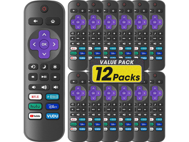 12 Pack Replacement Remote Control Only for Roku TV, Compatible with All TCLRoku/HisenseRoku/OnnRoku/SharpRoku/PhilipsRoku (Not for Roku Stick, Box...