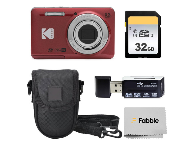 PIXPRO FZ55 16MP Digital Point & Shoot Camera, 5X Optical Zoom, 28mm Wide Angle, 1080P Full HD Video, Bundle with 32GB SD Card, Protective Case,...