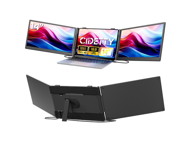 Laptop Screen Extender Monitor Portable,14.1' Ultra Thin 1080P FHD Lightweight Triple Screen,Portable Monitor for Laptops,Fit for 13-17'...