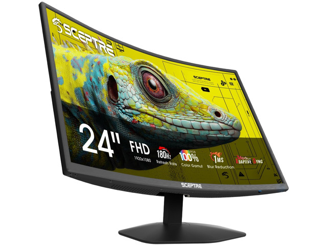 New! Curved 24-inch Prime Gaming Monitor 1080p 1500R 1ms up to 180Hz DisplayPort x2 HDMI x2 Build-in Speakers, Machine Black 2027 (C248B-FW180T...